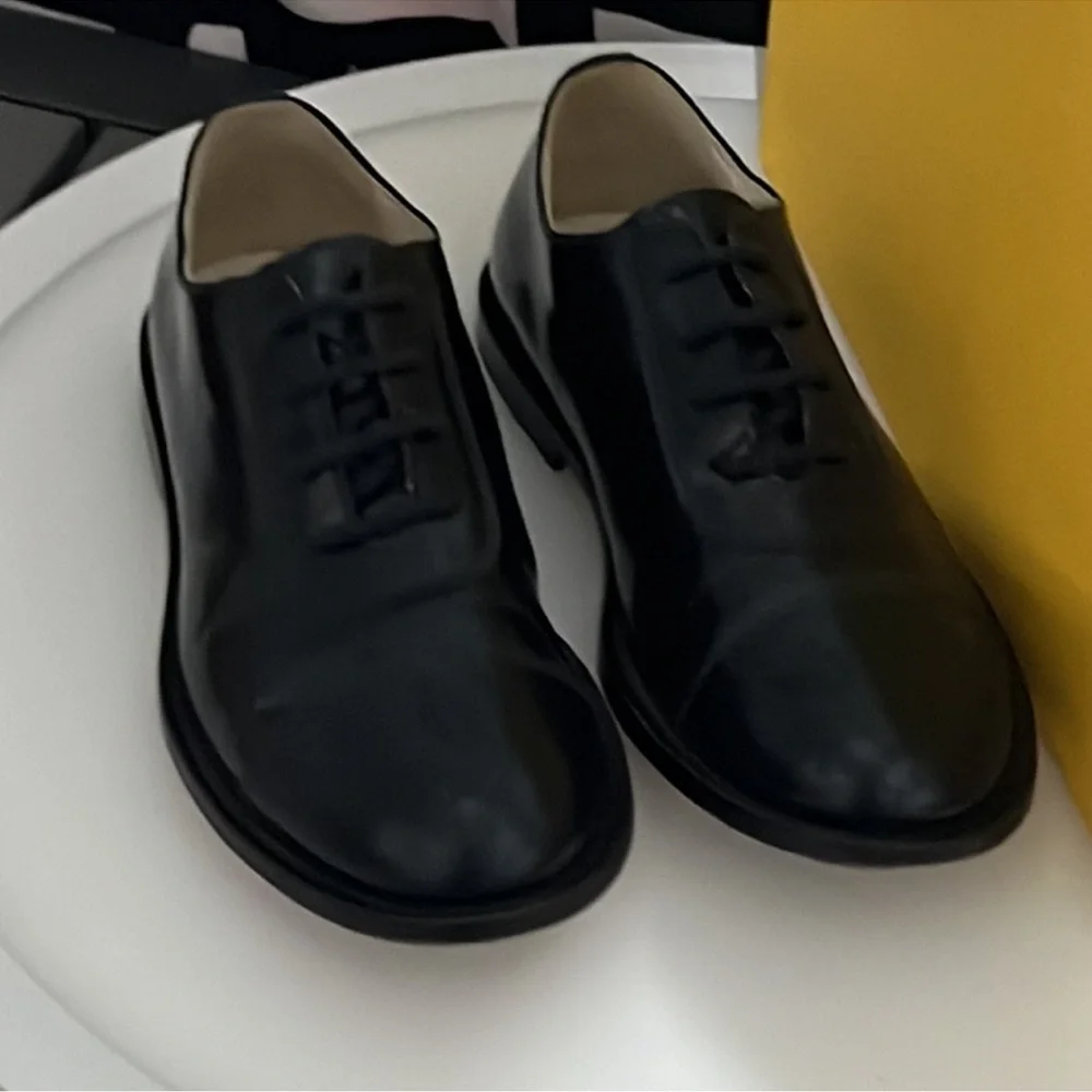 Authentic Fendi luxury designer dark navy blue Oxford derby dress shoes sz 13